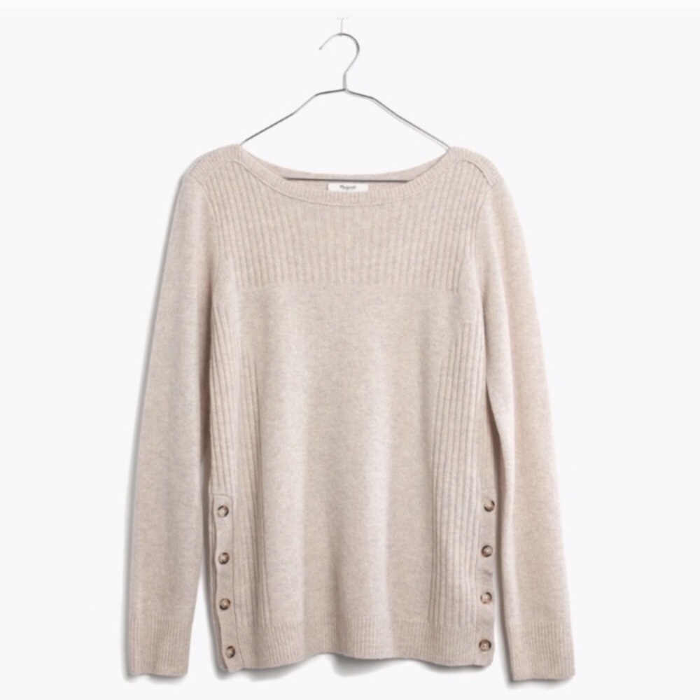 Madewell Pinewood Pullover Side Button Boatneck S… - image 1